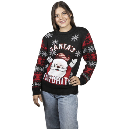 Uggly sweater santa clause feliz mujer